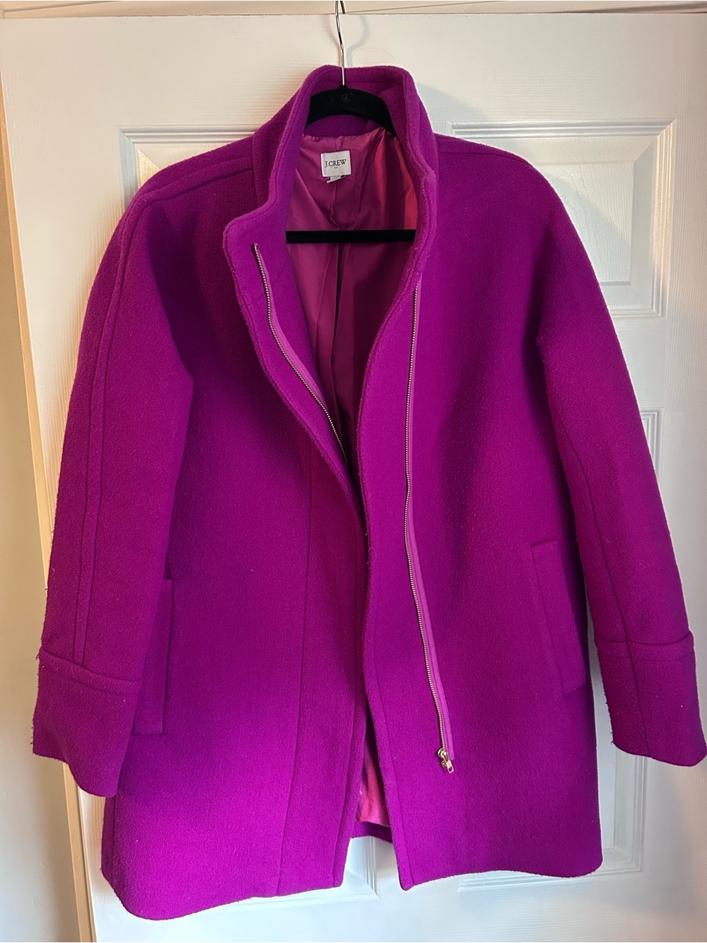 J. Crew Women’s City Coat: Wool Blend: Fuchsia